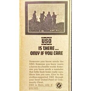 USO "Is there only if you care" Vintage Print Ad 1966